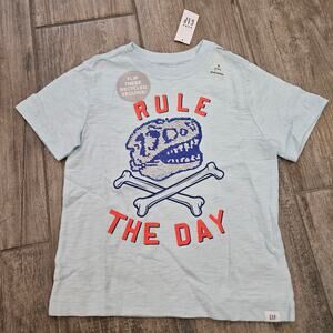 Gap Kids Dino Flippy Sequin Graphic Tee Boys Size 5 Light Blue Rule The Day